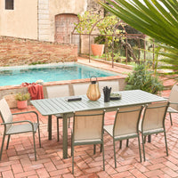 Set di 2 sedie da giardino impilabili in alluminio e textilene, verde