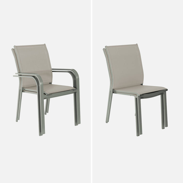 Tavolo da giardino allungabile in alluminio con 6 sedie e 2 poltrone,