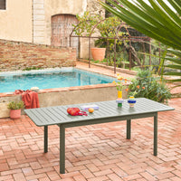 Tavolo da giardino allungabile in alluminio, 8 posti, verde kaki