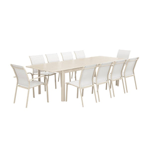 Tavolo da giardino allungabile in alluminio, 10 posti, beige