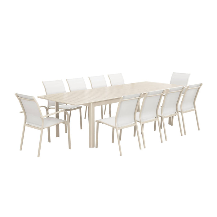 Tavolo da giardino allungabile in alluminio, 10 posti, beige