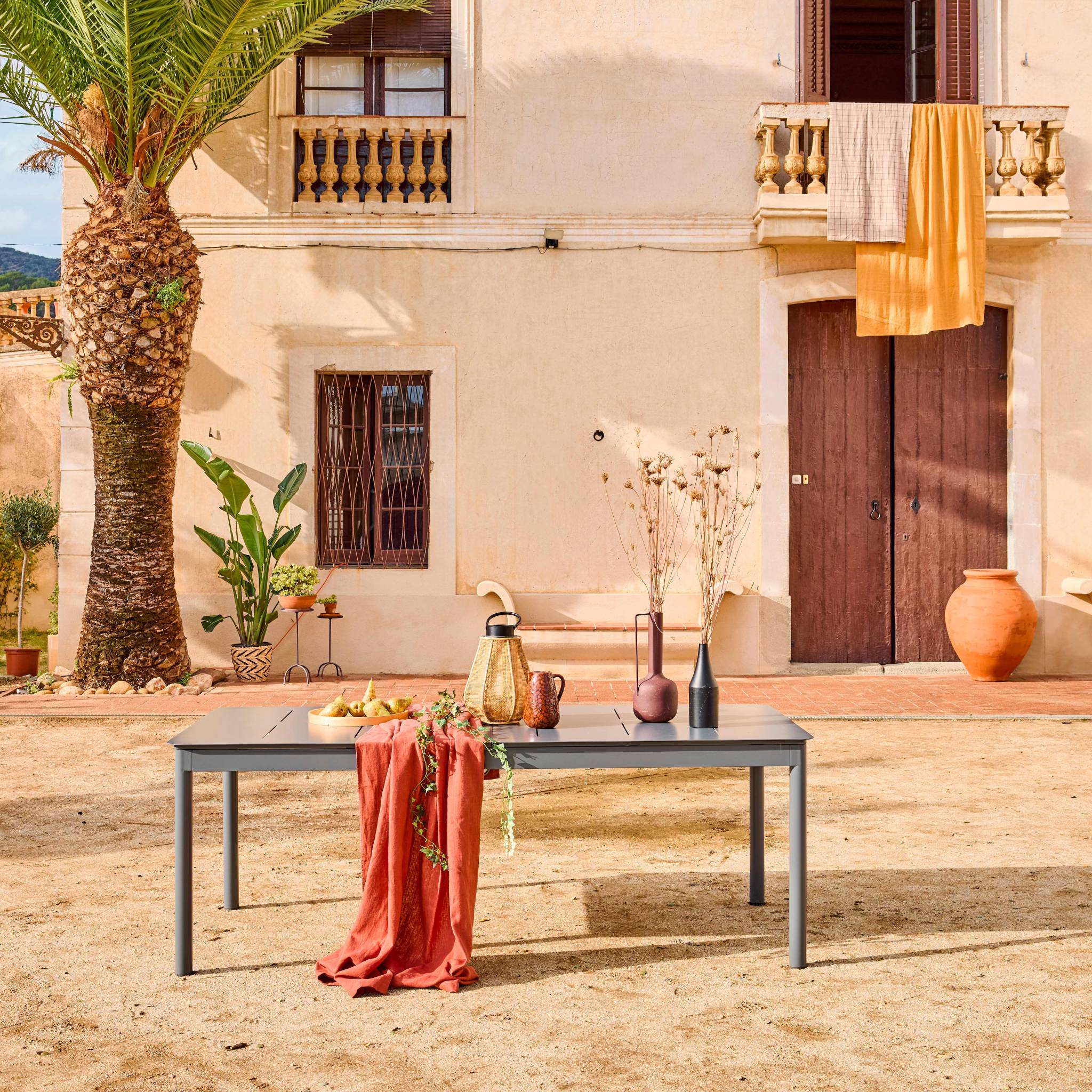 Tavolo da giardino allungabile in alluminio, 8 posti, antracite