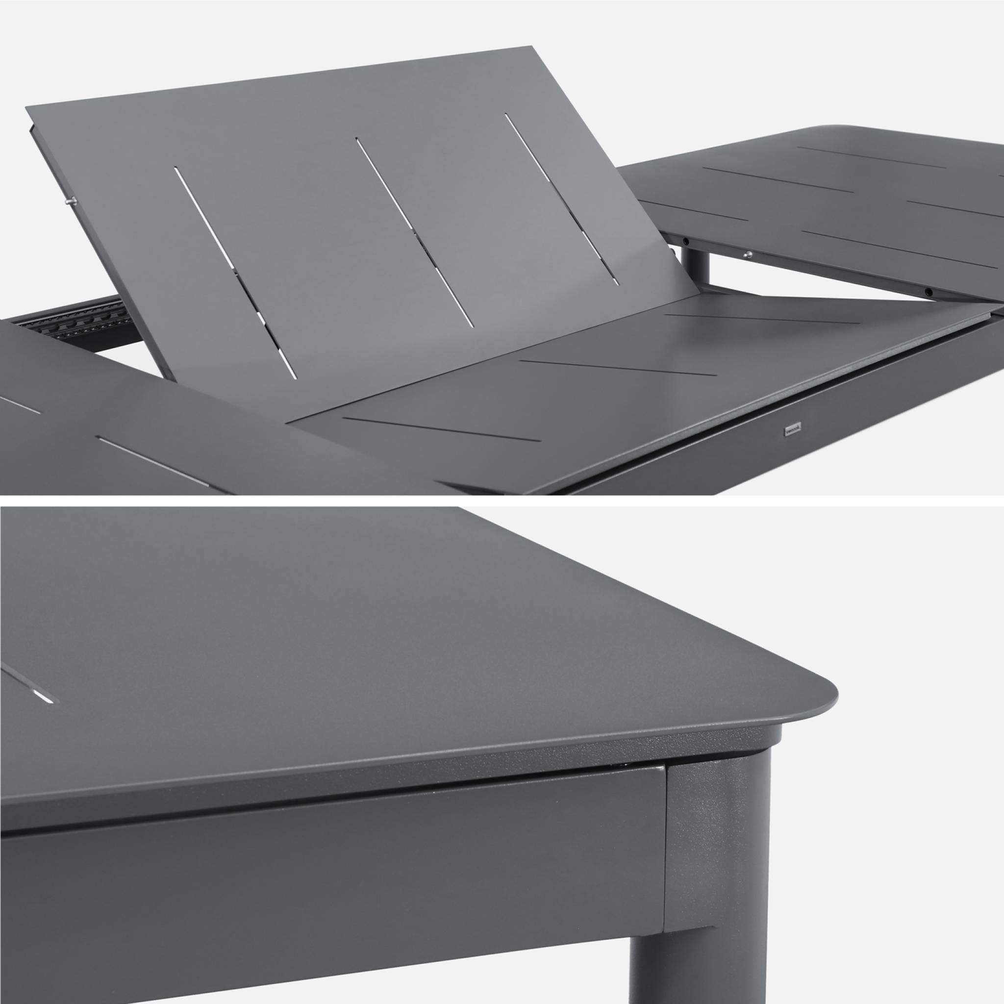 Tavolo da giardino allungabile in alluminio, 8 posti, antracite