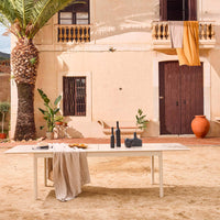 Tavolo da giardino allungabile in alluminio, 8 posti, beige