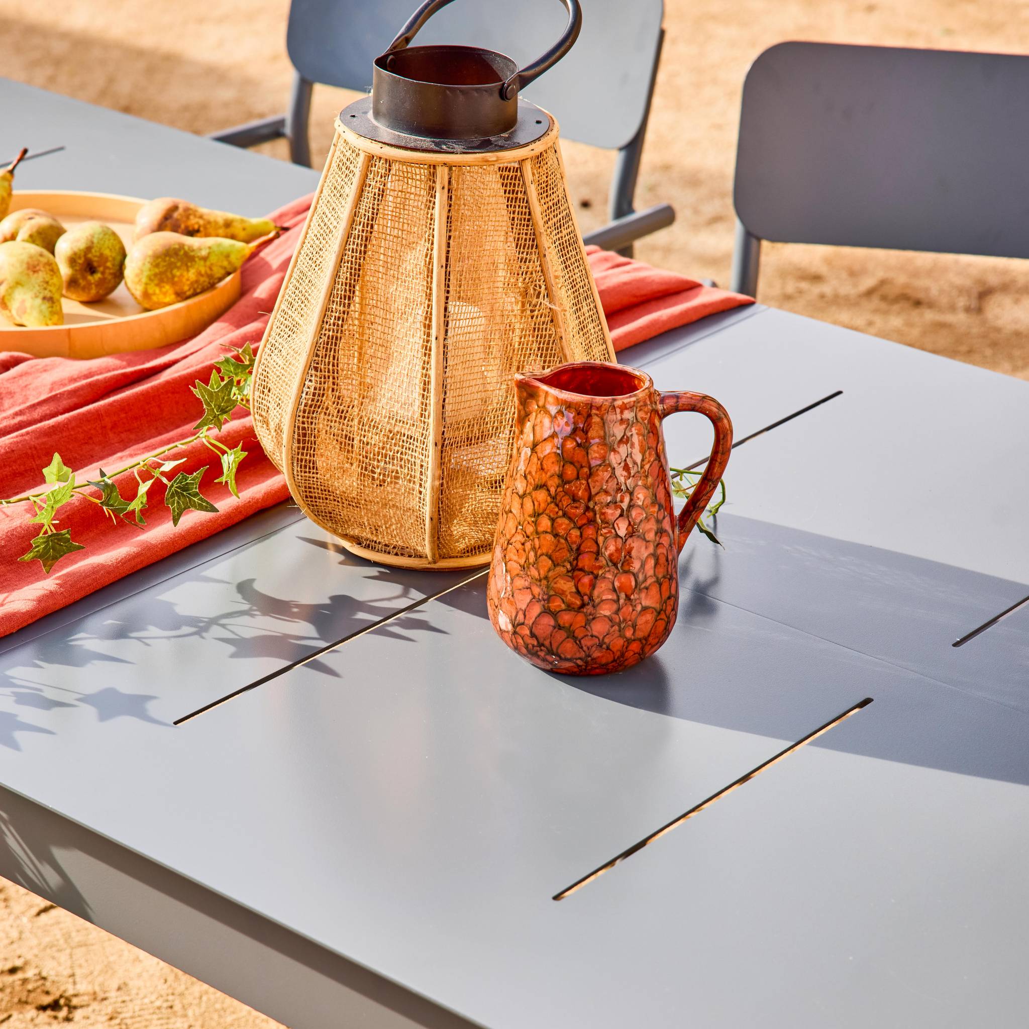 Tavolo da giardino in alluminio e textilene, allungabile, 8 sedie,