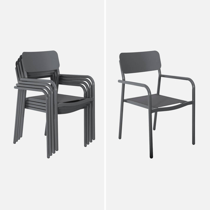 Tavolo da giardino in alluminio e textilene, allungabile, 8 sedie,