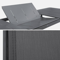 Tavolo da giardino in alluminio e textilene, allungabile, 8 sedie,