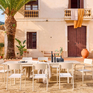 Tavolo da giardino in alluminio e textilene, allungabile, 8 sedie,