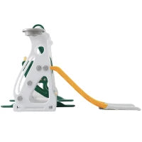 Scivolo per bambini 4-in-1 con altalena, scala e canestro da basket, regolabile in altezza, facile da montare, 113×100×94,5 cm,Verde Antico