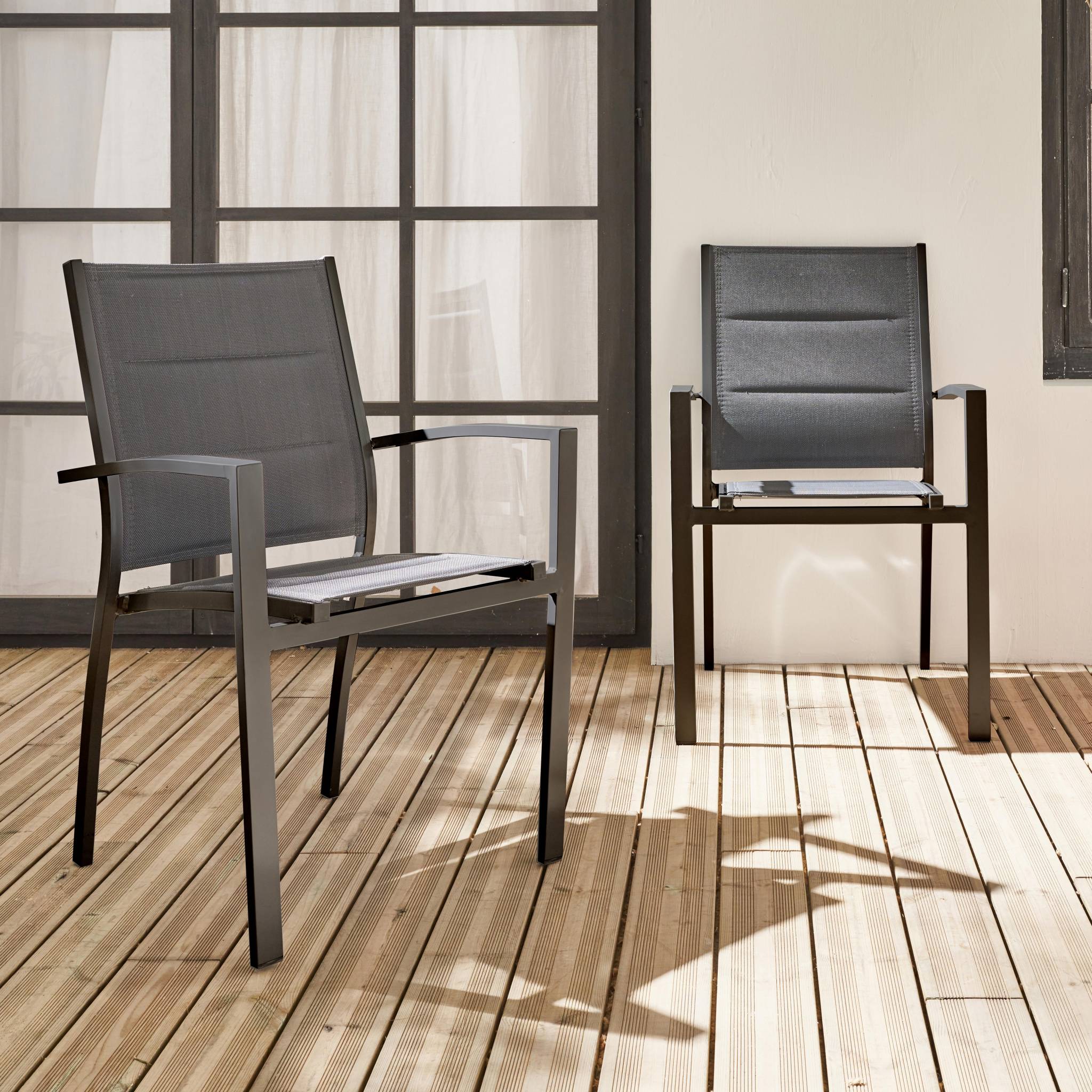 Set di 2 poltrone da giardino in alluminio e textilene, antracite