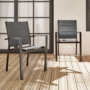 Set di 2 poltrone da giardino in alluminio e textilene, antracite