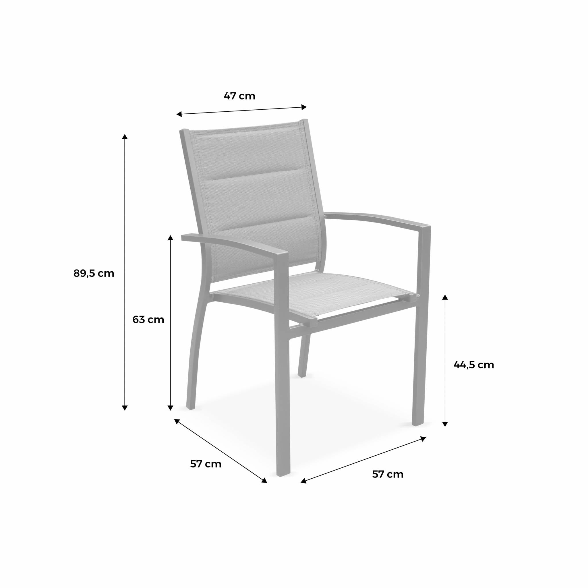 Set di 2 poltrone da giardino in alluminio e textilene, antracite