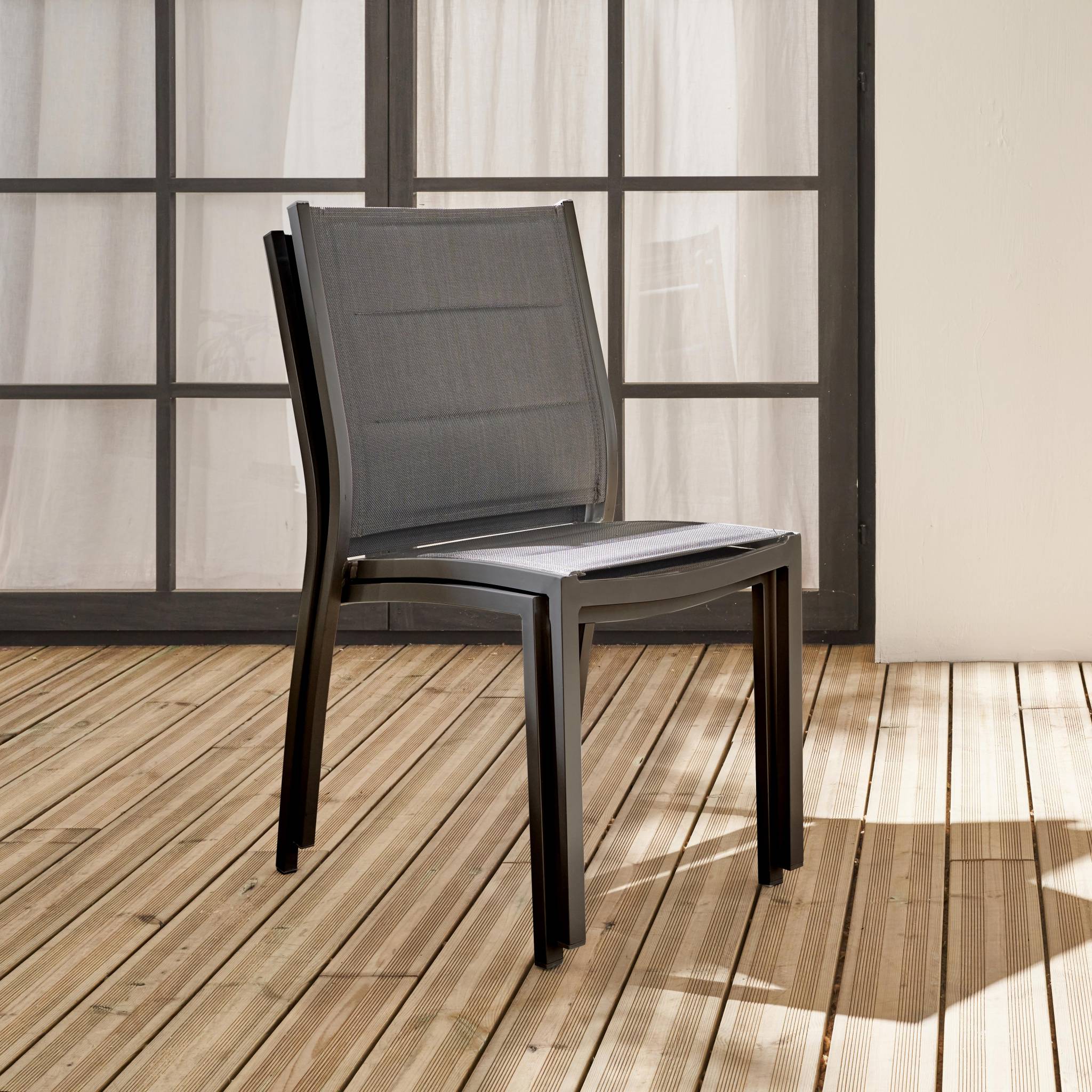 Set di 2 sedie da giardino moderne, alluminio, textilene, antracite