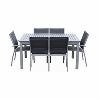 Set tavolo da giardino allungabile in alluminio, 6 posti, grigio