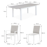 Set tavolo da giardino allungabile in alluminio, 6 posti, grigio