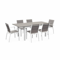 Set tavolo da giardino allungabile in alluminio, 6 posti, bianco