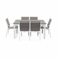 Set tavolo da giardino allungabile in alluminio, 6 posti, bianco