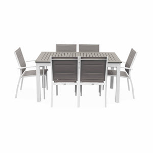 Set tavolo da giardino allungabile in alluminio, 6 posti, bianco
