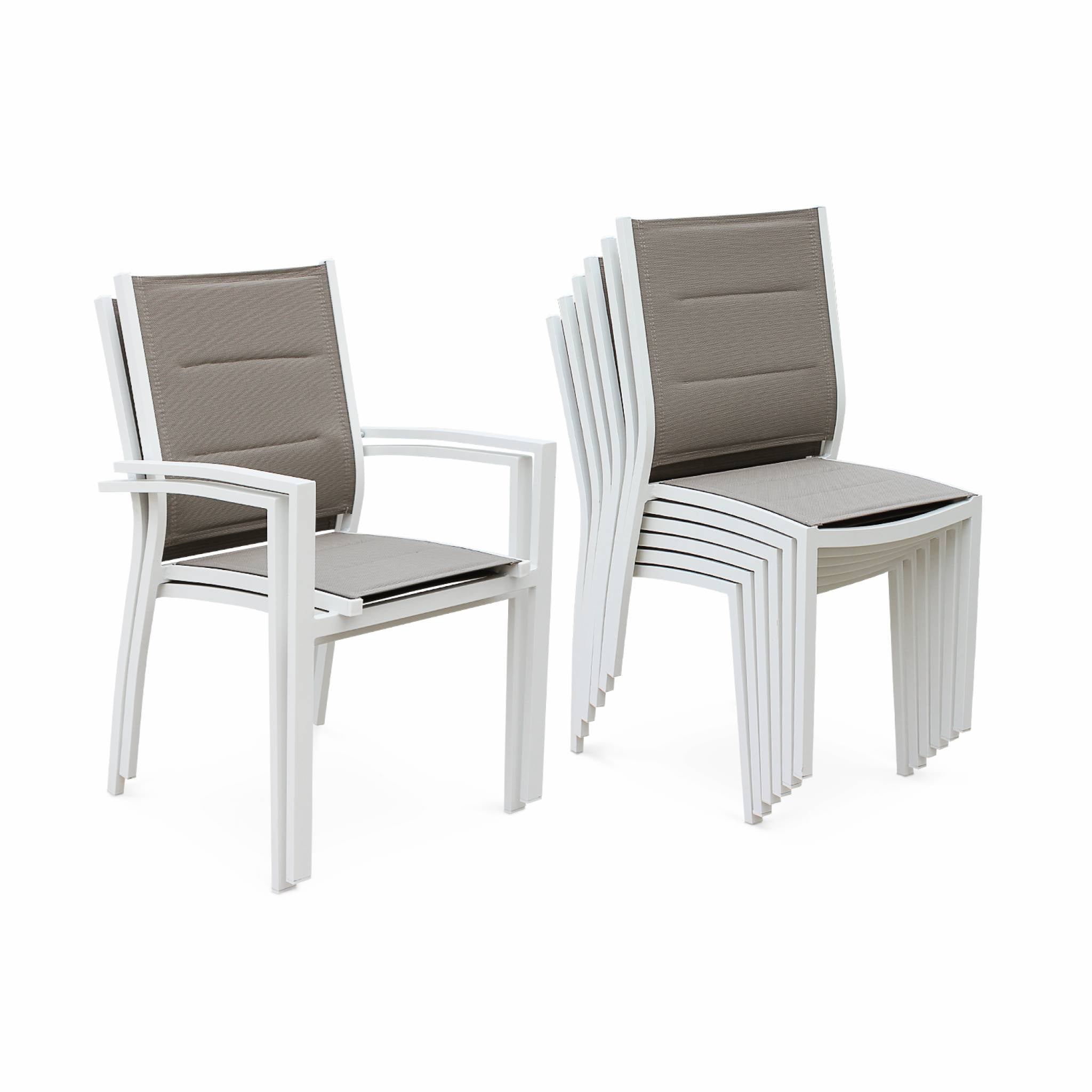 Set tavolo da giardino allungabile in alluminio, 6 posti, bianco