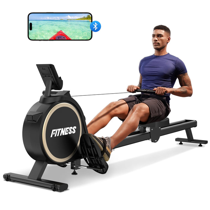 Vogatore per Casa Magnetico - RATTANTREE - Vogatori idraulico domestico, Bluetooth Vogatore Professionale per Casa, 16 Livelli di Resistenza, Carico Massimo 160 kg