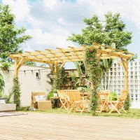 Pergola da Giardino 3 x 4 m in Legno per Piante Rampicanti, Pergola da Esterno, Legno Naturale