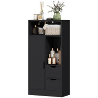 Armadietto da Bagno con 2 Cassetti Compartimento Aperto e Ripiani Regolabili per Spazio Piccolo 50x25x100 cm Bianco