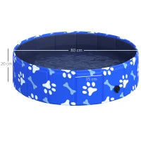 Piscina Rigida per Cani Taglia Piccola 25kg in Plastica Dura e Antiscivolo per Giardino o Interni, Blu Φ80x20cm