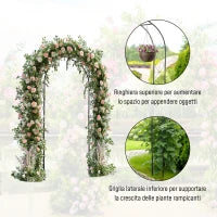 Arco per Rose e Supporto per Piante Rampicanti in Metallo, 114x30x230cm, Nero