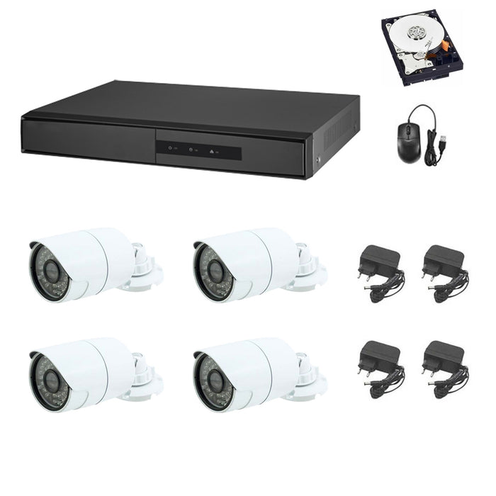 KIT VIDEOSORVEGLIANZA CLOUD DVR 4 CANALI 4 TELECAMERE 5MP AHD HD 1TB