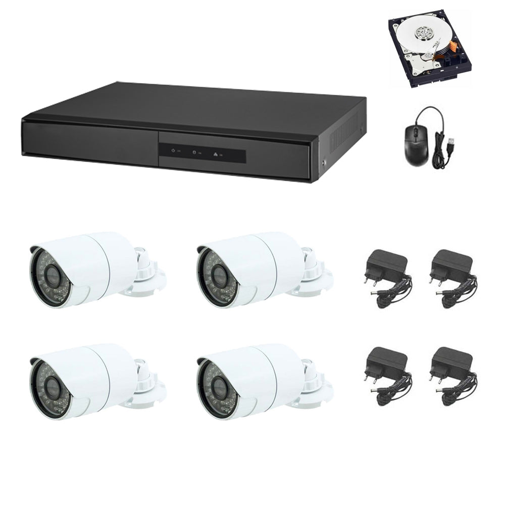 KIT VIDEOSORVEGLIANZA CLOUD DVR 8 CANALI 4 TELECAMERE 5 MP AHD 1 TB