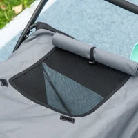 Passeggino per Cani, Pieghevole, Tetto Apribile, Cuscino, Telaio in Acciaio, Grigio e Nero