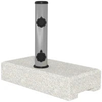 Base per Ombrellone da Giardino 25kg per Pali da Ø32mm, Ø38mm e Ø48mm, in Granito e Acciaio Inox, 45x22.5x40 cm, Grigia