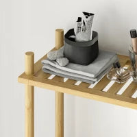 Mobile Sopra WC a 3 Ripiani a Doghe Salvaspazio in Bambù, 63.5x25.5x181 cm, color Legno