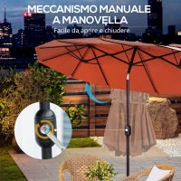 Ombrellone da Giardino Doppio Inclinabile con Apertura a Manovella, 295x152x222cm, Rosso