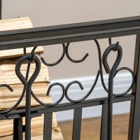 Portalegna Rialzato per Camino in Acciaio Antiruggine, Porta Legna da Interni ed Esterni, 4 Attrezzi Inclusi, 75x30x60cm