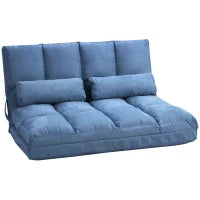 Divano Letto da Pavimento, Pieghevole, Schienale Regolabile, 102 cm x 73 cm x 60 cm, Blu