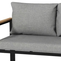 Salotto da Giardino con 2 Divanetti, Seduta Angolare e Tavolino con Piano a Doghe, Grigio