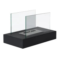 Camino a Bioetanolo da Tavolo 830 W Bruciatori senza Residui Inodore In Acciaio Inox con Vetro 35x18x21 cm Nero