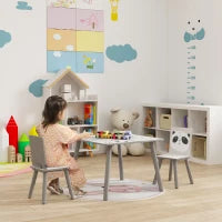 Set Tavolino e 2 Sedie per Bambini 3-8 Anni in MDF e Legno di Pino, Grigio