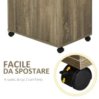 Mobile Cucina Multiuso con 4 Ruote, Armadietto e Ripiano per Microonde, 60.4x40.3x97cm - Grigio