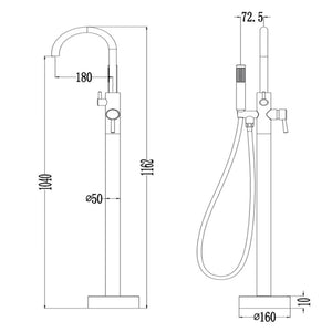Ogomondo miscelatore a pavimento per vasca freestanding black mumbai in ottone *** finitura- nero opaco, confezione 1