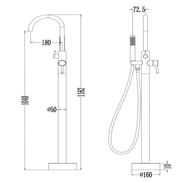 Ogomondo miscelatore a pavimento per vasca freestanding black mumbai in ottone *** finitura- nero opaco, confezione 1