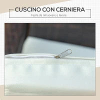 Set Mobili da Giardino in Rattan PE con Tavolino e 2 Sedie con Cuscini Sfoderabili, Marrone e Crema