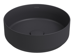 Lavabo tondo da appoggio senza troppo pieno in ceramica senza foro rubinetto - Antracite Opaco