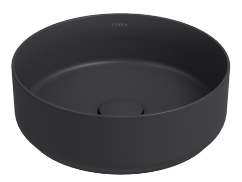 Lavabo tondo da appoggio senza troppo pieno in ceramica senza foro rubinetto - Antracite Opaco
