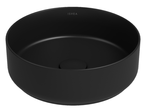 Lavabo tondo da appoggio senza troppo pieno in ceramica senza foro rubinetto - Nero Opaco