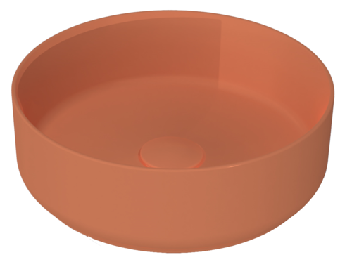 Lavabo tondo da appoggio senza troppo pieno in ceramica senza foro rubinetto - Terracotta Opaco