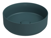 Lavabo tondo da appoggio senza troppo pieno in ceramica senza foro rubinetto - Verde Petrolio Opaco