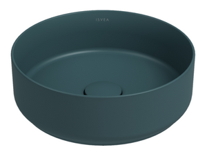 Lavabo tondo da appoggio senza troppo pieno in ceramica senza foro rubinetto - Verde Petrolio Opaco