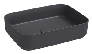 Lavabo rettangolare da appoggio senza troppo pieno in ceramica senza foro rubinetto - Antracite Opaco
